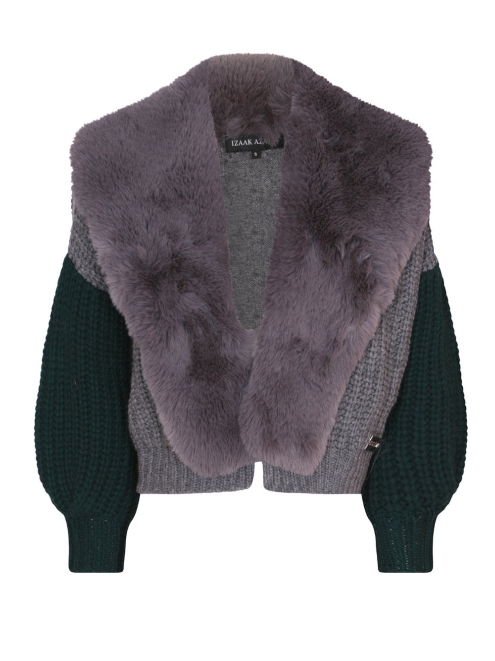 Izaak Azanei DUAL TONE FAUX COLLAR CARDIGAN